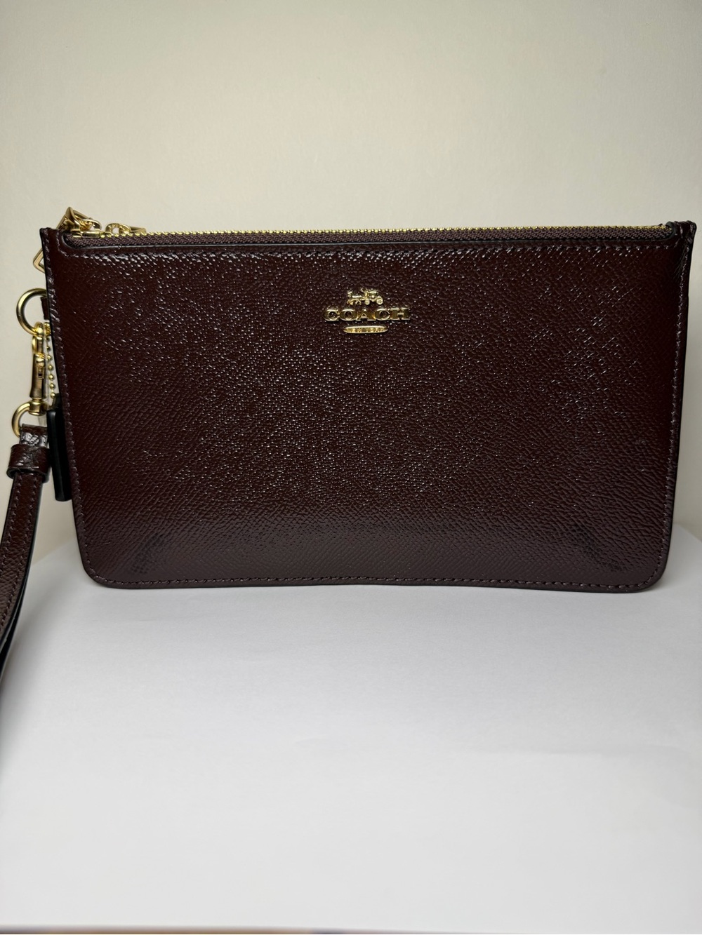 COACH Deep Burgundy Leather Wristlet